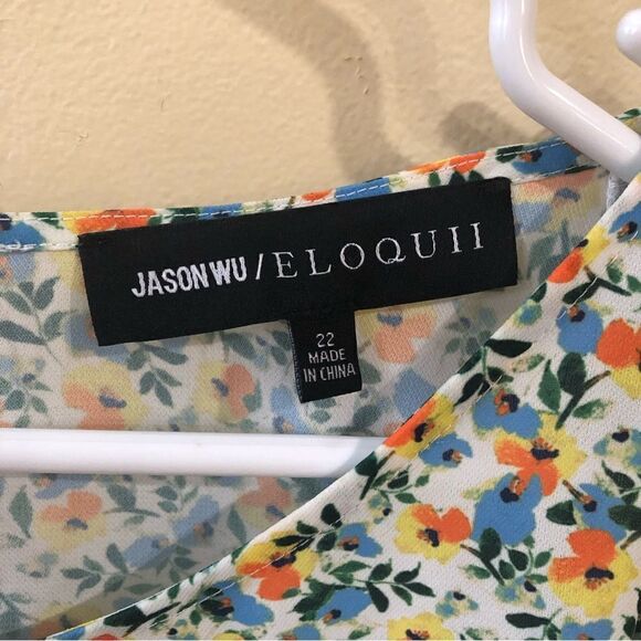 Jason Wu Eloquii Floral Ruffle Sleeve Top - Picture 6 of 7